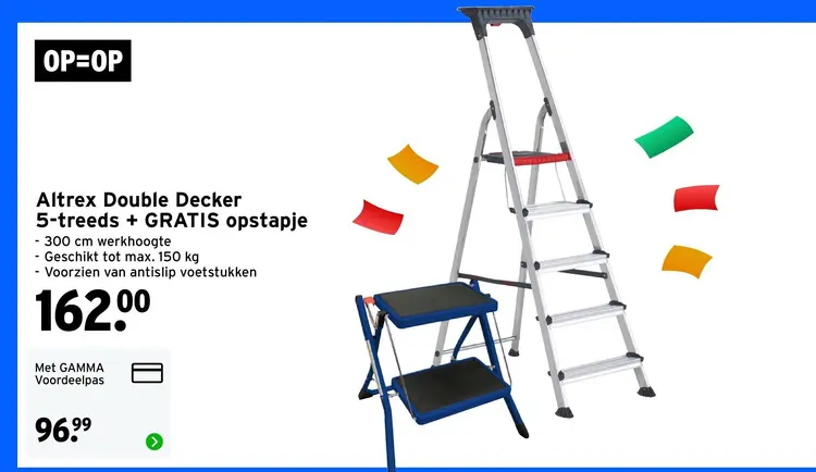 Aanbieding: Altrex Double Decker 5-treeds + GRATIS opstap