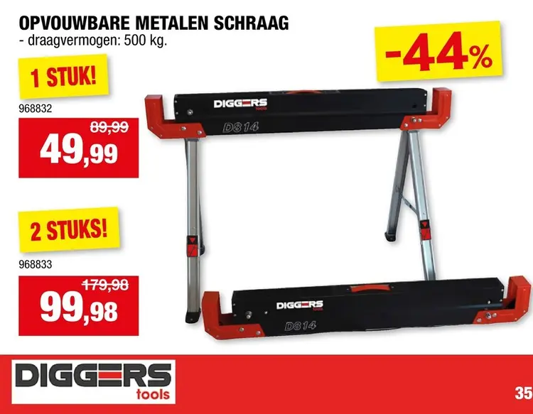 Promotie: Diggers schraag 500kg metaal