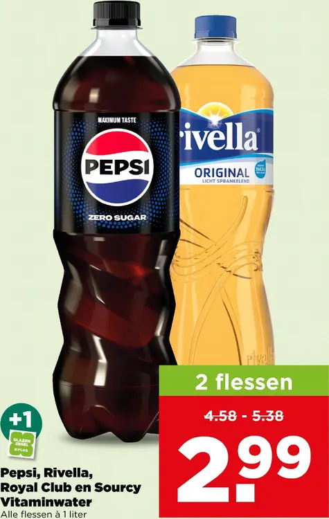 Aanbieding: Pepsi, Rivella, Royal Club en Sourcy Vitaminwater