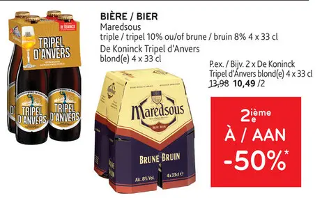 Offre: Maredsous triple / tripel 10% ou/of brune / bruin