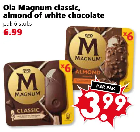 Aanbieding: Magnum classic, almond of white chocolate