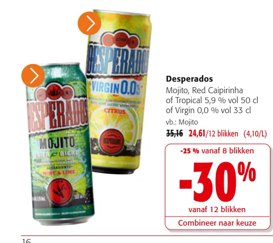 Promotie: Mojito, Red Caipirinha of Tropical 5,9 % vol of Virgin 0,0 % vol