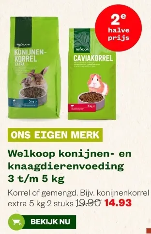 Aanbieding: Konijnen- en knaagdierenvoeding 3 t/m 5 kg
