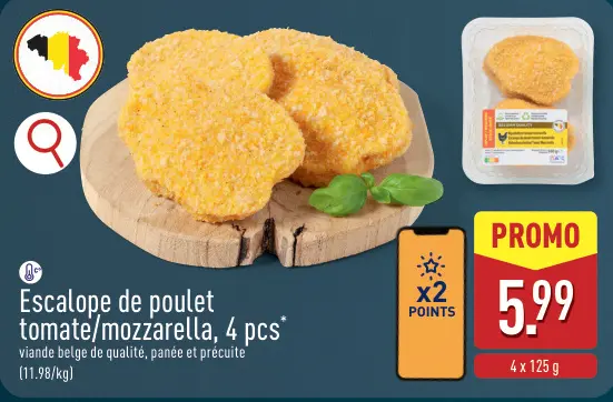 Offre: Escalope de poulet tomate/mozzarella