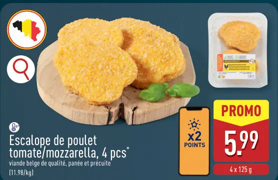 Offre: Escalope de poulet tomate/mozzarella