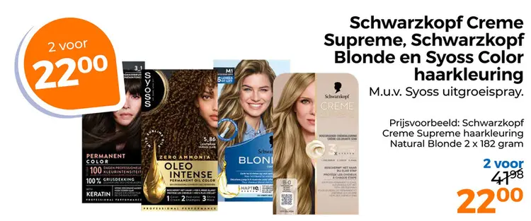 Aanbieding: Schwarzkopf Creme Supreme, Schwarzkopf Blonde en syoss Color haarkleuring