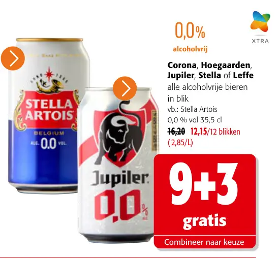 Promotie: Corona, Hoegaarden, Jupiler, Stella of Leffe Alcoholvrije Bieren in Blik