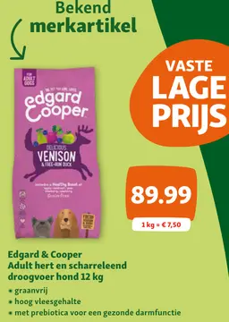 Aanbieding: Edgard & Cooper Adult hert en scharreleend droogvoer hond