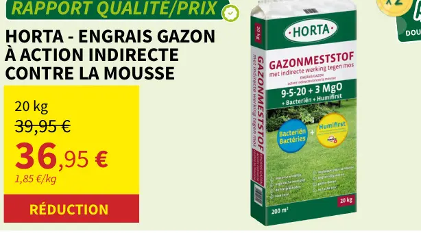 Offre: Engrais gazon à action indirecte contre la mousse