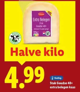Aanbieding: Stuk Goudse 48+ extra belegen kaas