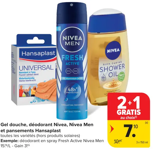 Offre: Gel douche, déodorant et pansements
