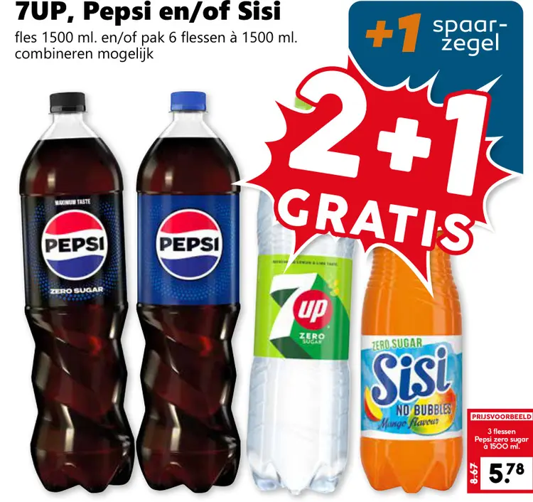 Aanbieding: 7UP, Pepsi en/of Sisi