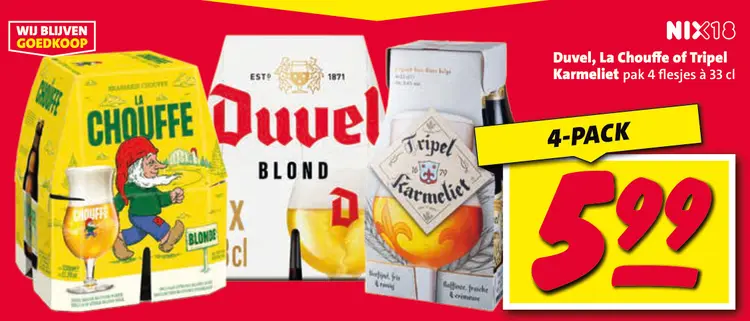 Aanbieding: Duvel, La Chouffe of Tripel Karmeliet