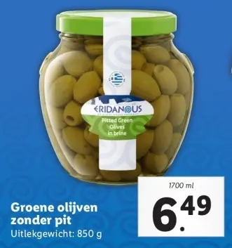 Aanbieding: Groene olijven zonder pit