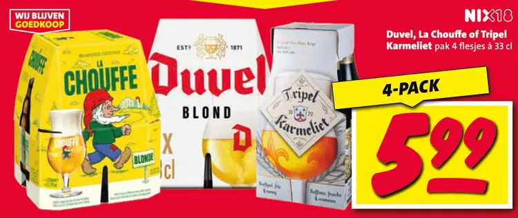 Aanbieding: Duvel, La Chouffe of Tripel Karmeliet