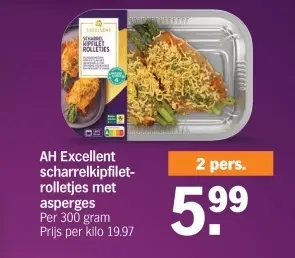 Aanbieding: Scharrelkipfilet-rolletjes met asperges