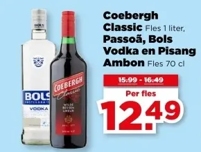 Aanbieding: Coebergh Classic, Passoã, Bols Vodka en Pisang Ambon
