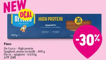 Offre: De Cecco - High protein Spaghetti, penne ou f