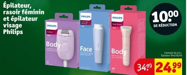 Offre: Epilateur, rasoir féminin et épilateur visage