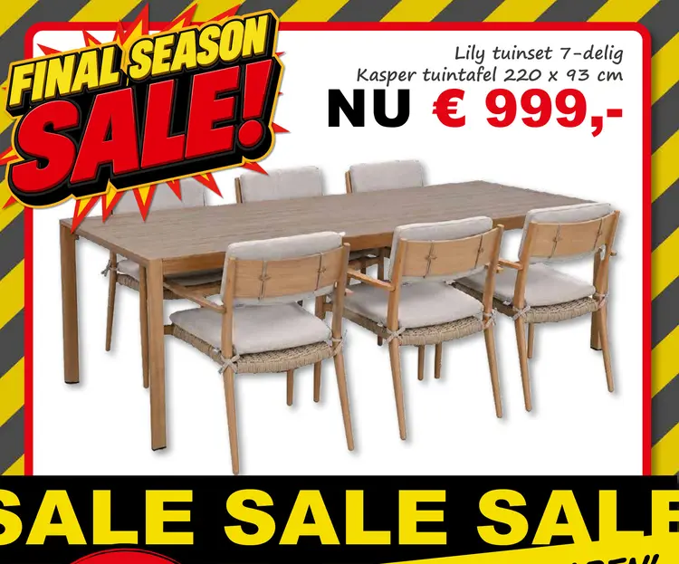 Aanbieding: Lily tuinset - Kasper tuintafel