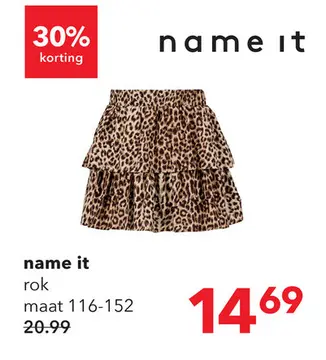 Aanbieding: Name It Vinaya meisjes rokje met luipaardprint