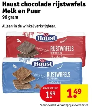 Aanbieding: Chocolade rijstwafels Melk en Puur