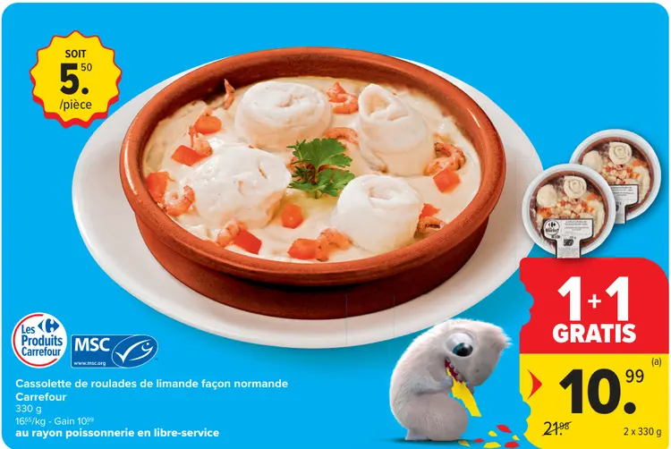 Offre: Cassolette de roulades de limande façon normande
