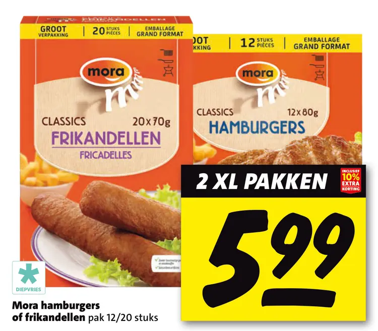 Aanbieding: Mora hamburgers of frikandellen