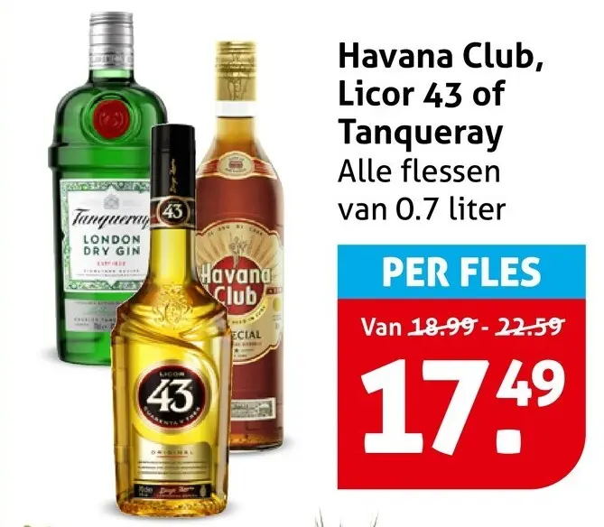Aanbieding: Havana Club, Licor 43 of Tanqueray