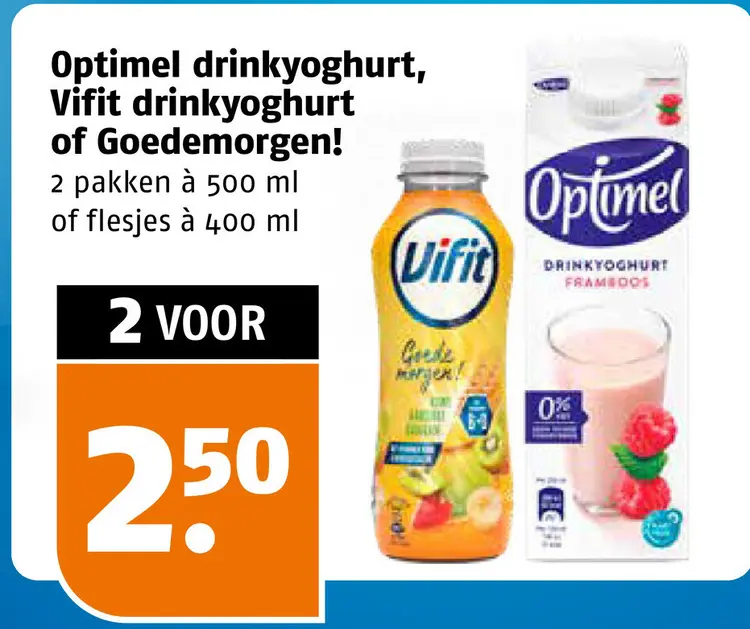 Aanbieding: Optimel drinkyoghurt, Vifit drinkyoghurt of G