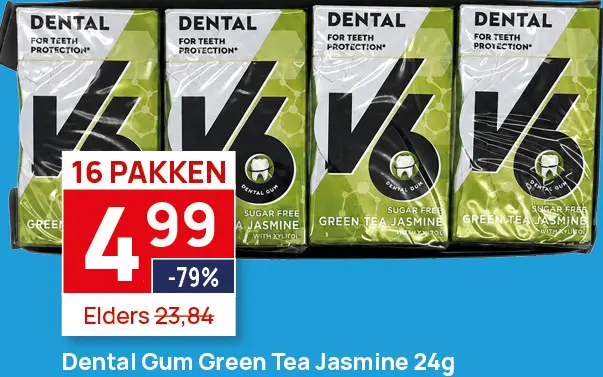 Aanbieding: V6 Dental Gum Green Tea Jasmine