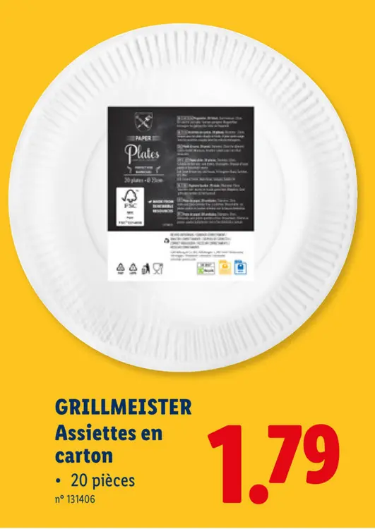 Offre: Assiettes en carton