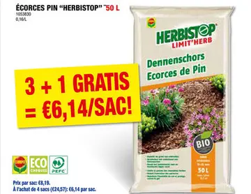 Offre: Compo Herbistop écorces de pin 15-25 mm 50l pinus sylvestris