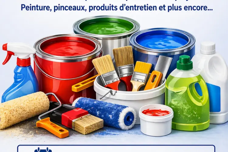 Offre: Peinture, pinceaux, produits d'entretien et p