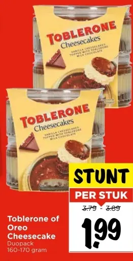 Aanbieding: Toblerone or Oreo Cheesecake