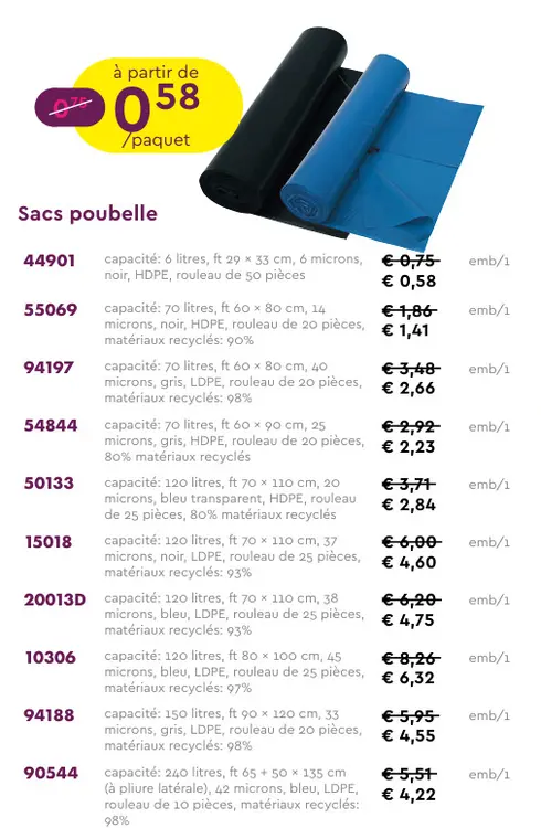 Offre: Sacs poubelle