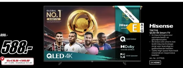 Aanbieding: 75E71Q QLED 4K Smart TV