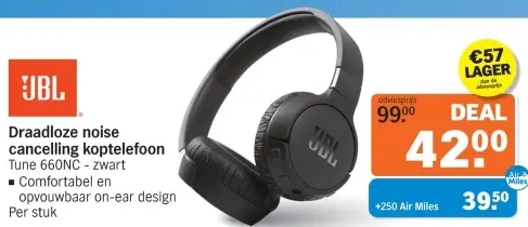 Aanbieding: Draadloze noise cancelling koptelefoon Tune 660NC - zwart