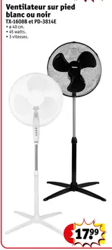 Offre: Ventilateur sur pied blanc ou noir