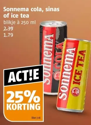 Aanbieding: Sonnema cola, sinas of ice tea