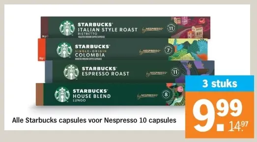 Aanbieding: Alle Starbucks capsules voor Nespresso 10 capsules