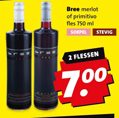 Aanbieding: Merlot of primitivo fles