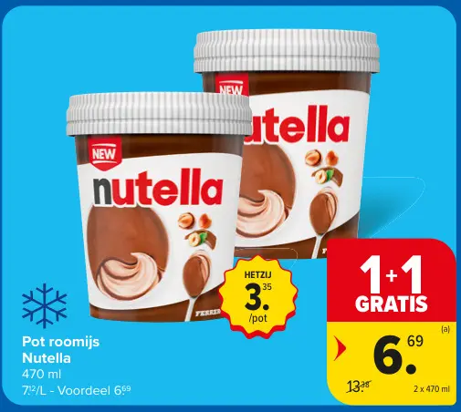 Promotie: Pot roomijs Nutella