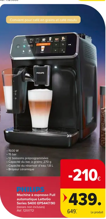 Offre: Machine à espresso Full automatique LatteGo S