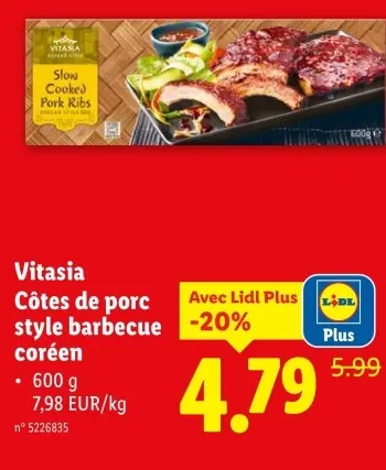 Offre: Côtes de porc style barbecue coréen