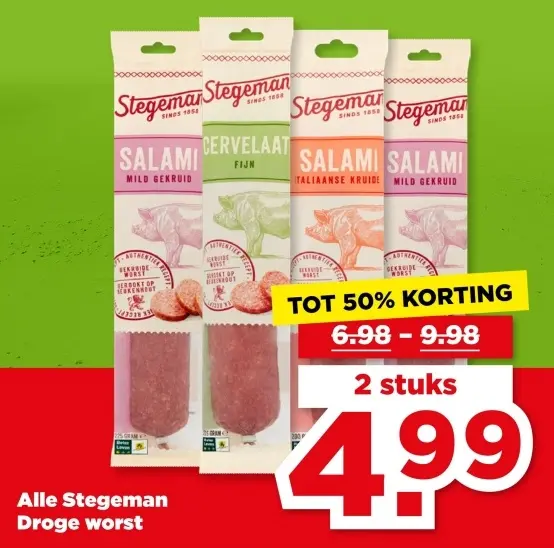 Aanbieding: Alle Stegeman Droge worst