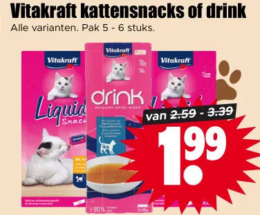 Aanbieding: Vitakraft kattensnacks of drink