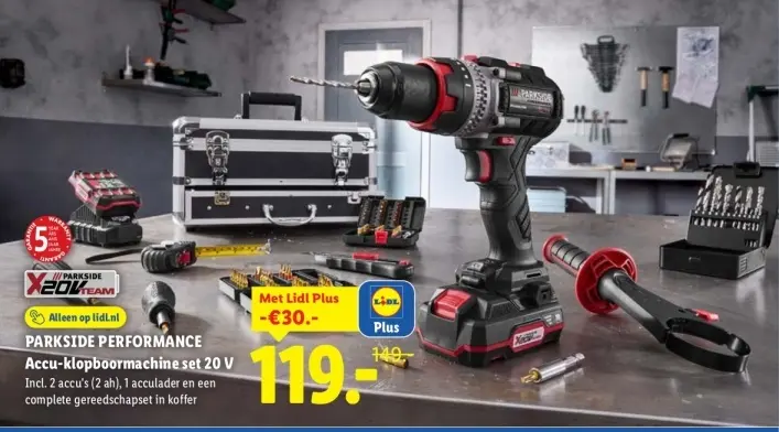 Aanbieding: Accu-klopboormachine set 20 V