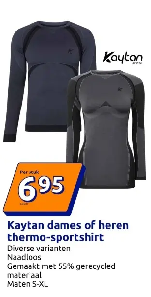 Aanbieding: Kaytan dames of heren thermo-sportshirt