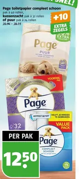 Aanbieding: Page toiletpapier compleet schoon, kussenzacht of puur